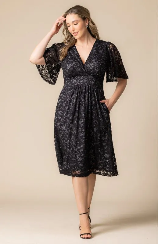 Starry Sequined Lace Cocktail Dress - Plus