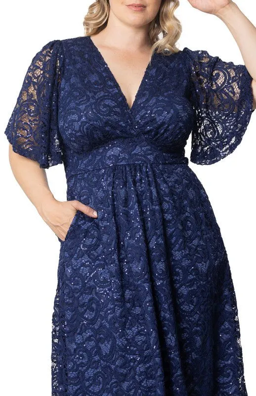Starry Sequined Lace Cocktail Dress - Plus