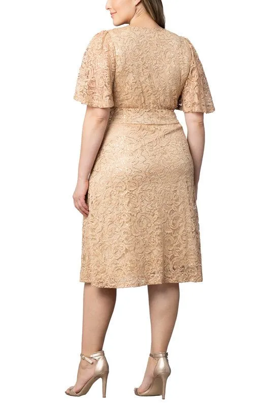 Starry Sequined Lace Cocktail Dress - Plus