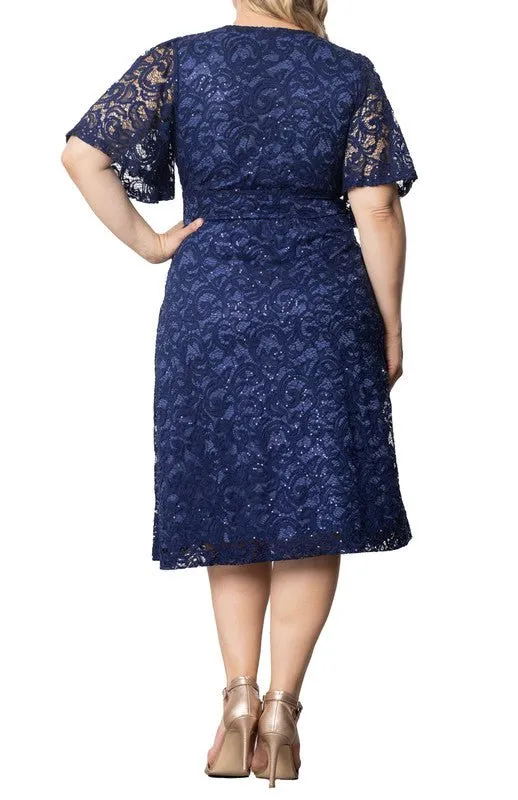 Starry Sequined Lace Cocktail Dress - Plus