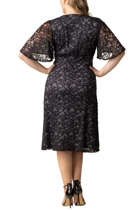 Starry Sequined Lace Cocktail Dress - Plus
