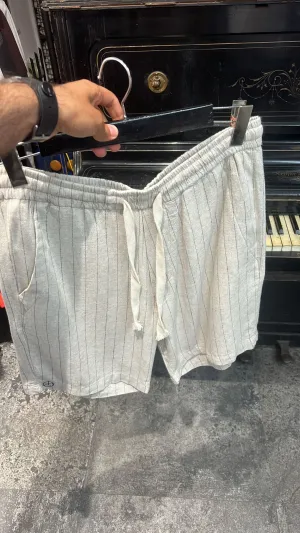 Striped Linen Shorts - Cream
