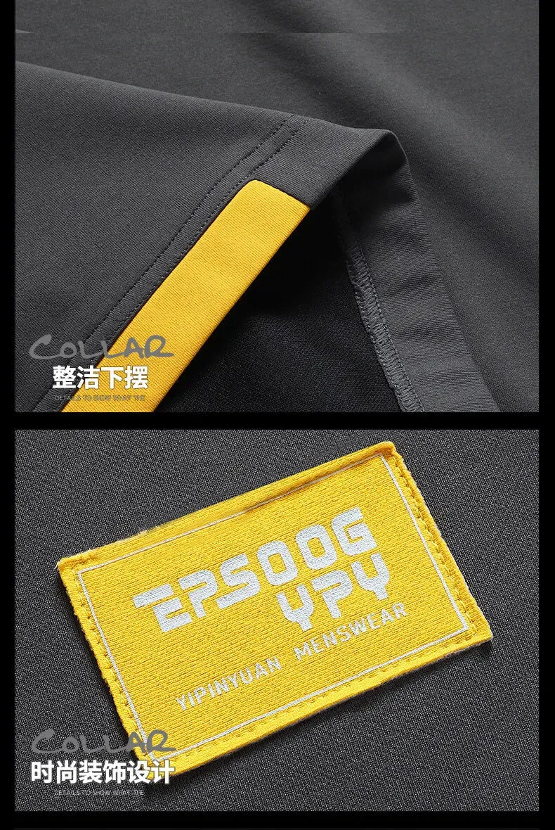 Stylish Short Sleeve T-shirts Korean Letter Printed Men's Clothing Contrasting Colors Spliced Summer Casual Round Neck Pullovers