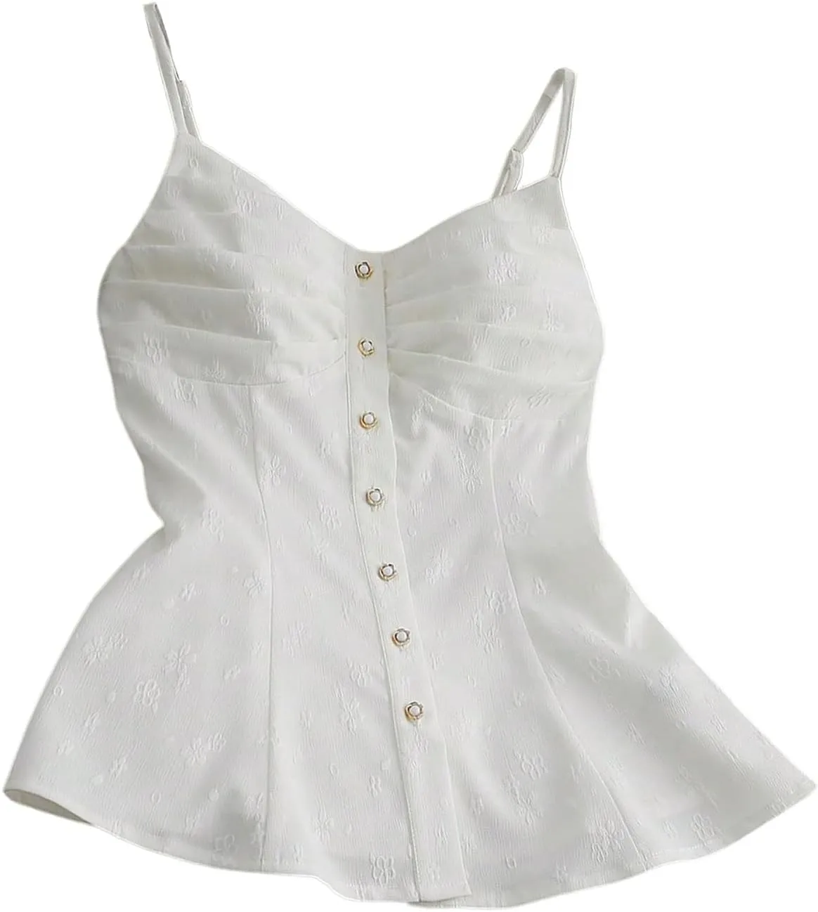 SweatyRocks Women's Button Down Camisole Flowy Hem Spaghetti Strap Tank Elegant Cami Tops