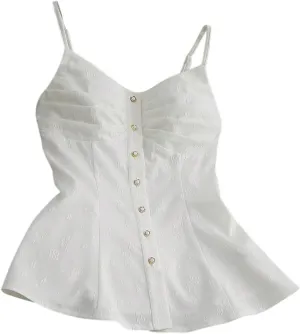 SweatyRocks Women's Button Down Camisole Flowy Hem Spaghetti Strap Tank Elegant Cami Tops