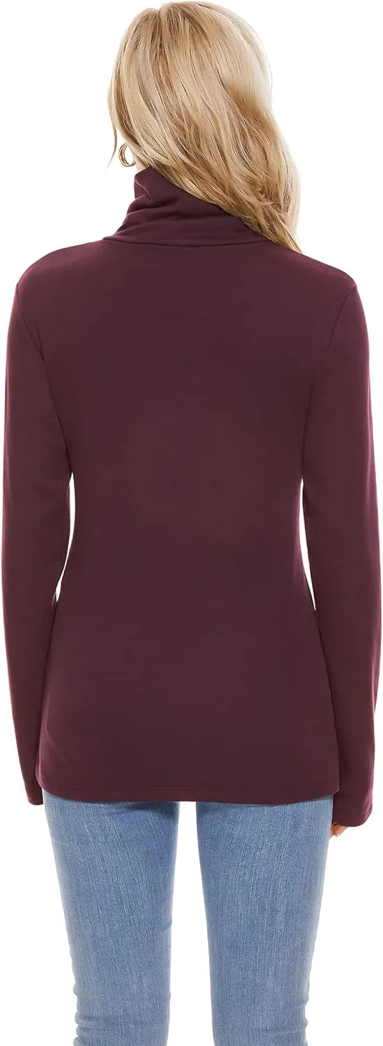TAIPOVE Women's Thermal Fleece Turtleneck Long Sleeve Tops Lightweight Pullover Sweater Cotton Casual Soft Comfort Shirt