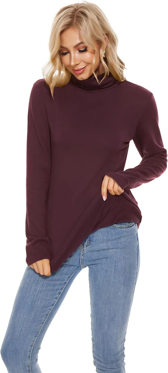 TAIPOVE Women's Thermal Fleece Turtleneck Long Sleeve Tops Lightweight Pullover Sweater Cotton Casual Soft Comfort Shirt