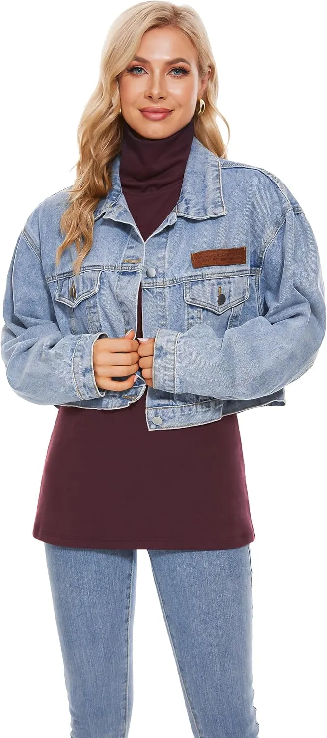 TAIPOVE Women's Thermal Fleece Turtleneck Long Sleeve Tops Lightweight Pullover Sweater Cotton Casual Soft Comfort Shirt
