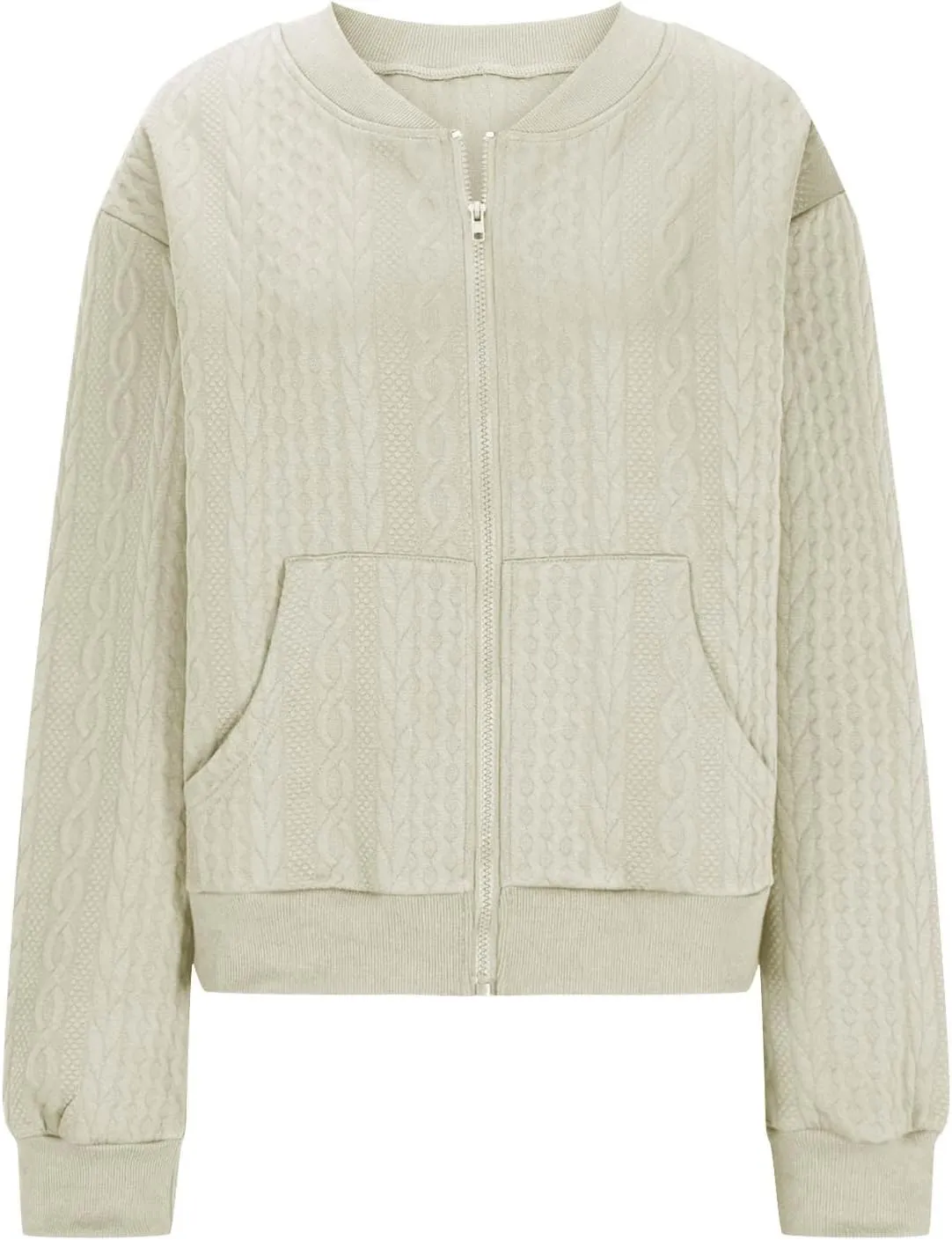 TANGNADE Women's Oversized Zip Up Sweatshirts Sweater Fall Outfits Casual Loose Knit Jackets with Pocket Cardigan Blouse
