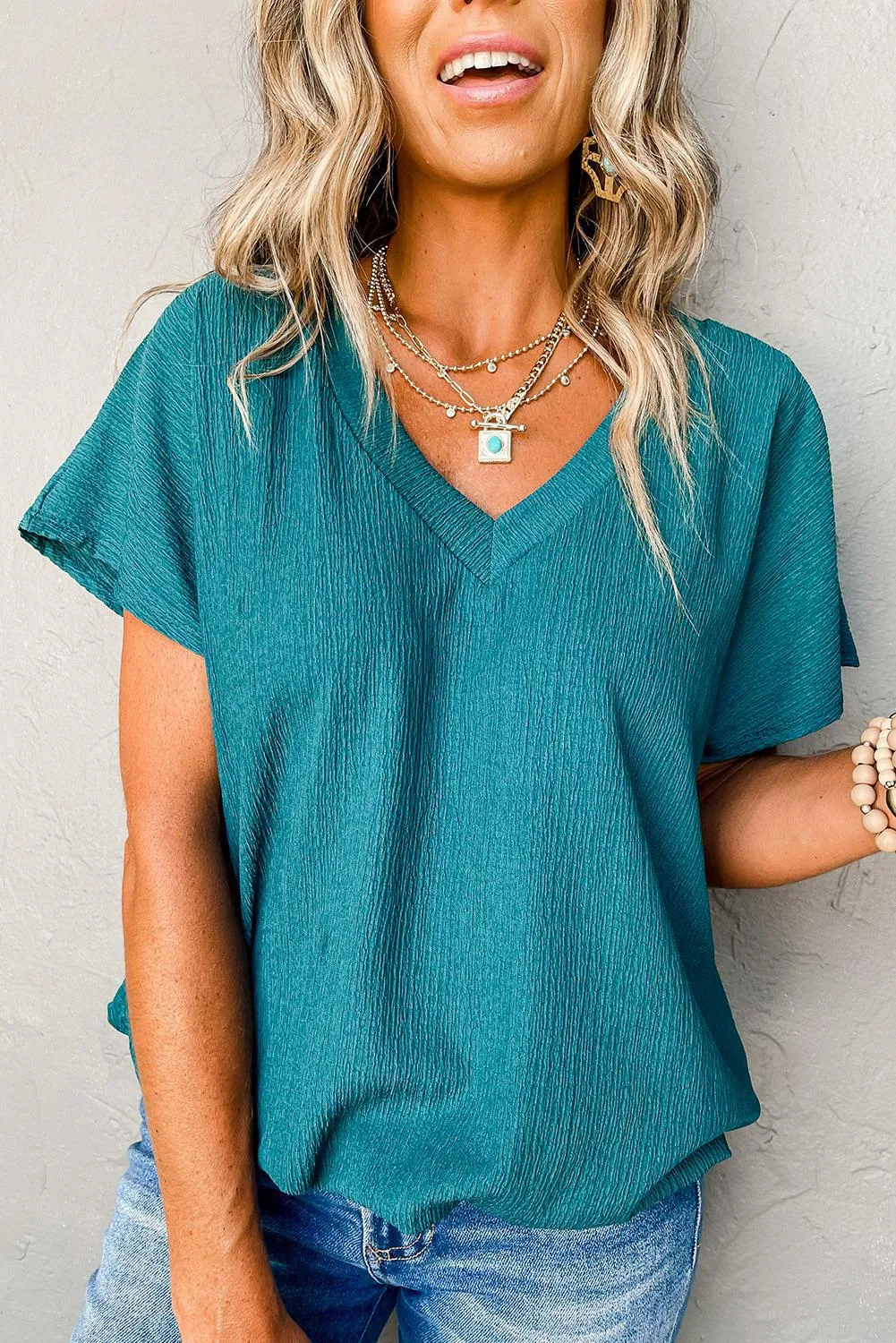 Teal in Crinkle Top