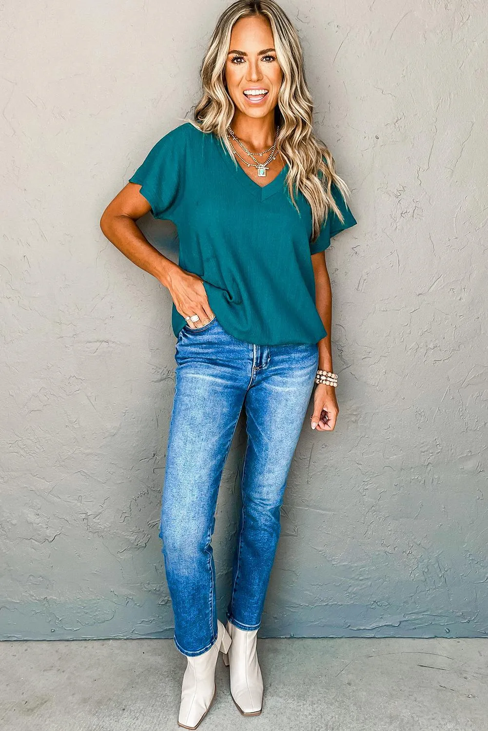 Teal in Crinkle Top