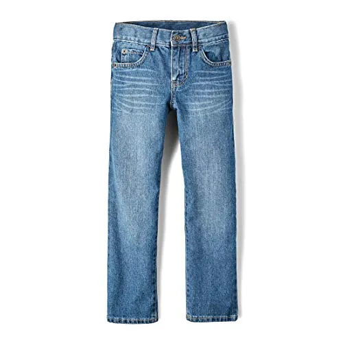 The Children's Place Big Boys' Straight Leg Jeans, Carbon,6