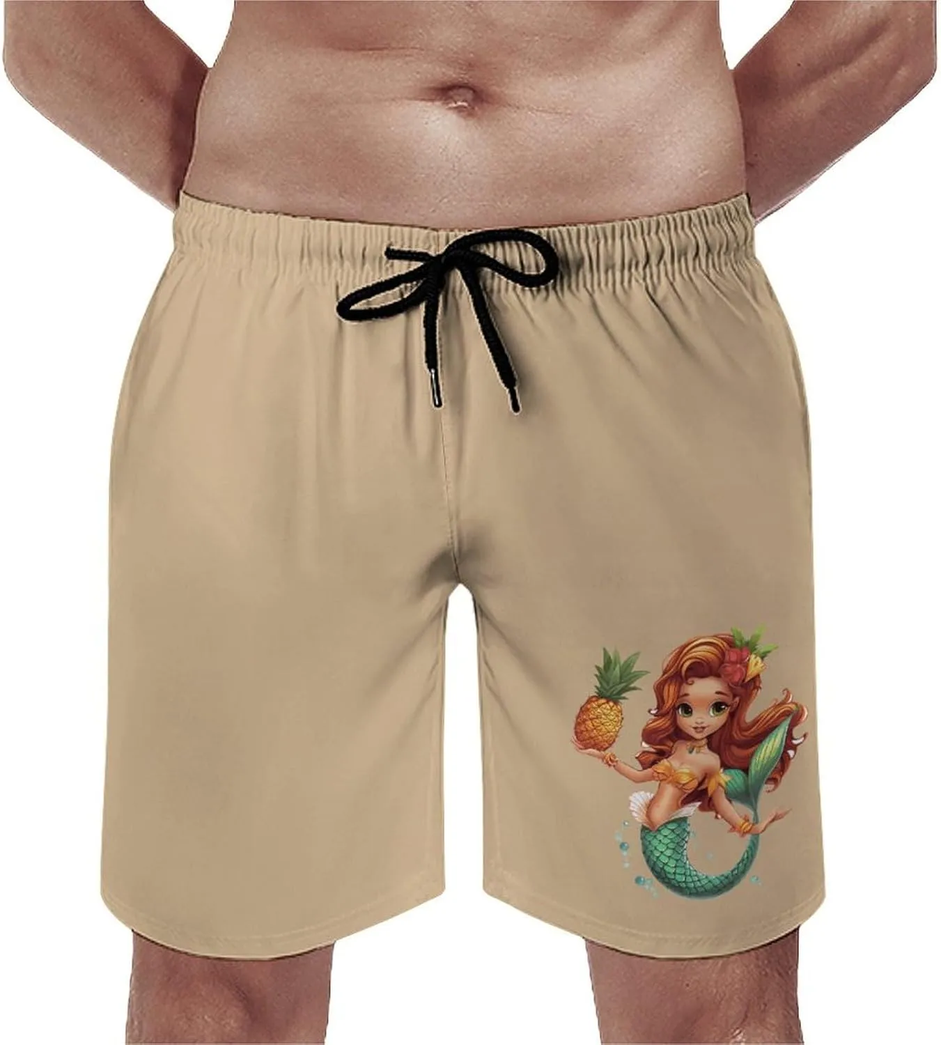 Tropical Pineapple Mermaidess Men's Swim Trunks Quick Dry Board Shorts Breathable Summer Beach Shorts Bathing Suits