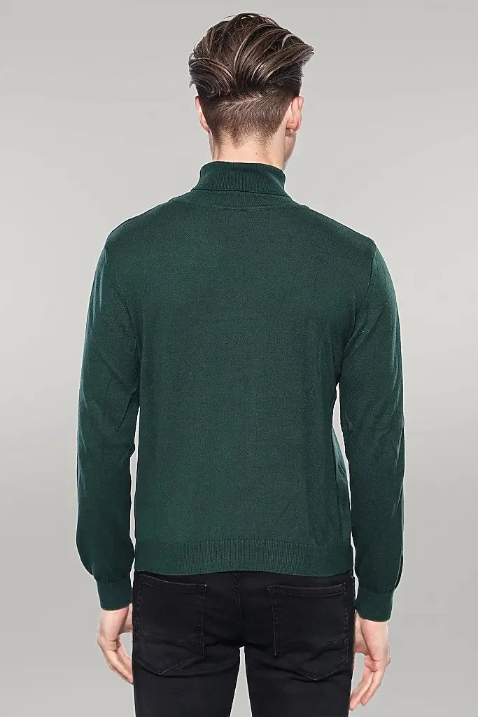 Turtleneck Green Men Sweater - Wessi