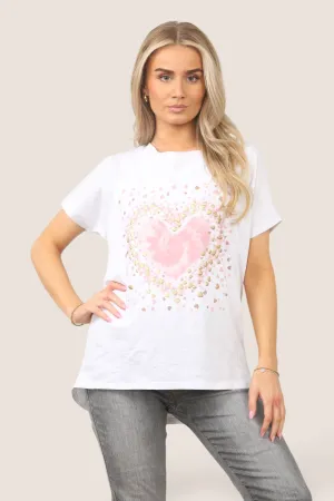 Tye Dye Heart Cotton T-Shirt Top