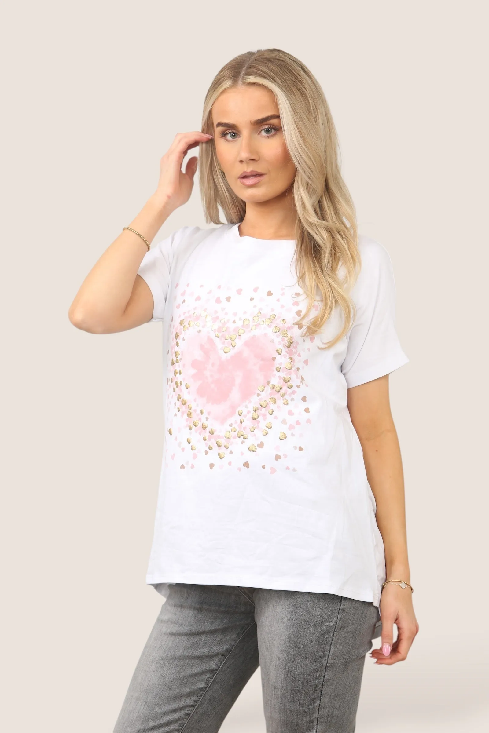 Tye Dye Heart Cotton T-Shirt Top