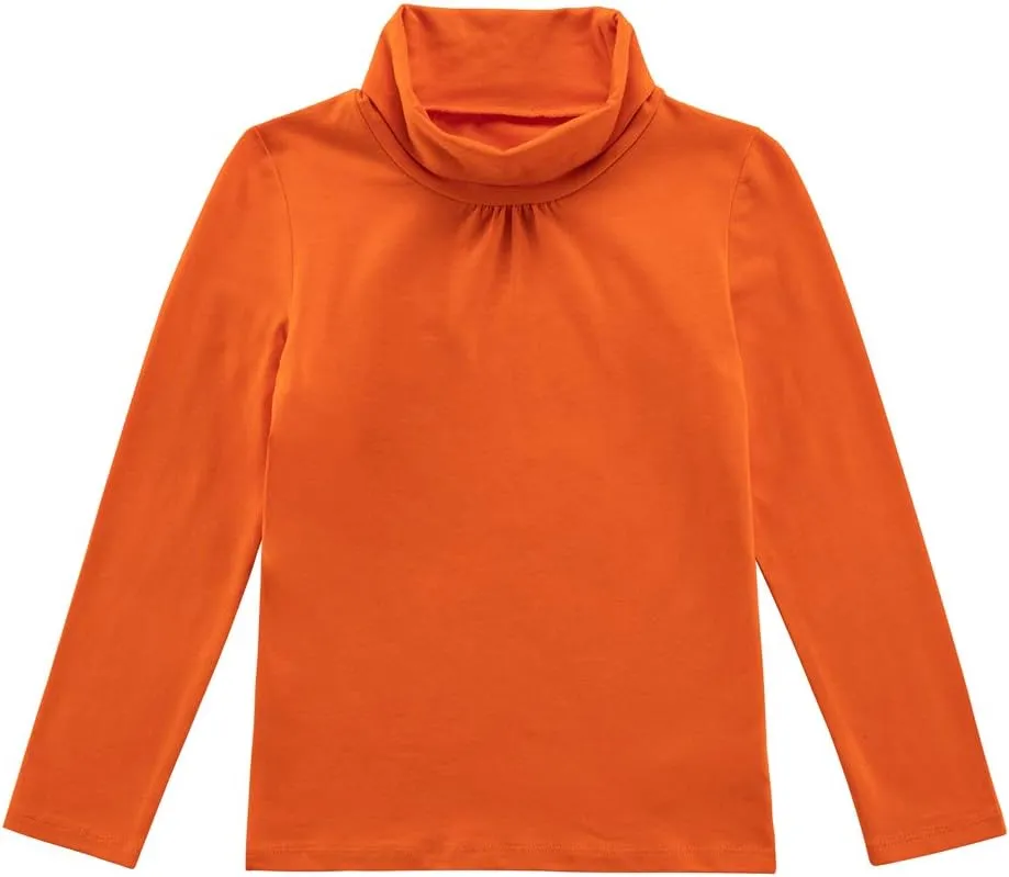 UNACOO Kids One or 2-Pack or 3-Pack Cotton with Spandex Long Sleeve Turtleneck T-Shirt for Girls (Age 2-11 Years)