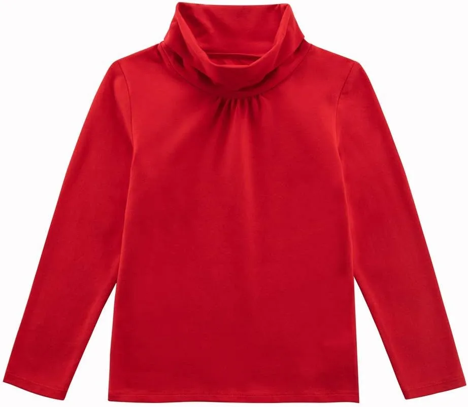 UNACOO Kids One or 2-Pack or 3-Pack Cotton with Spandex Long Sleeve Turtleneck T-Shirt for Girls (Age 2-11 Years)