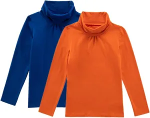 UNACOO Kids One or 2-Pack or 3-Pack Cotton with Spandex Long Sleeve Turtleneck T-Shirt for Girls (Age 2-11 Years)