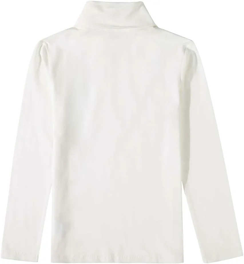 UNACOO Kids One or 2-Pack or 3-Pack Cotton with Spandex Long Sleeve Turtleneck T-Shirt for Girls (Age 2-11 Years)