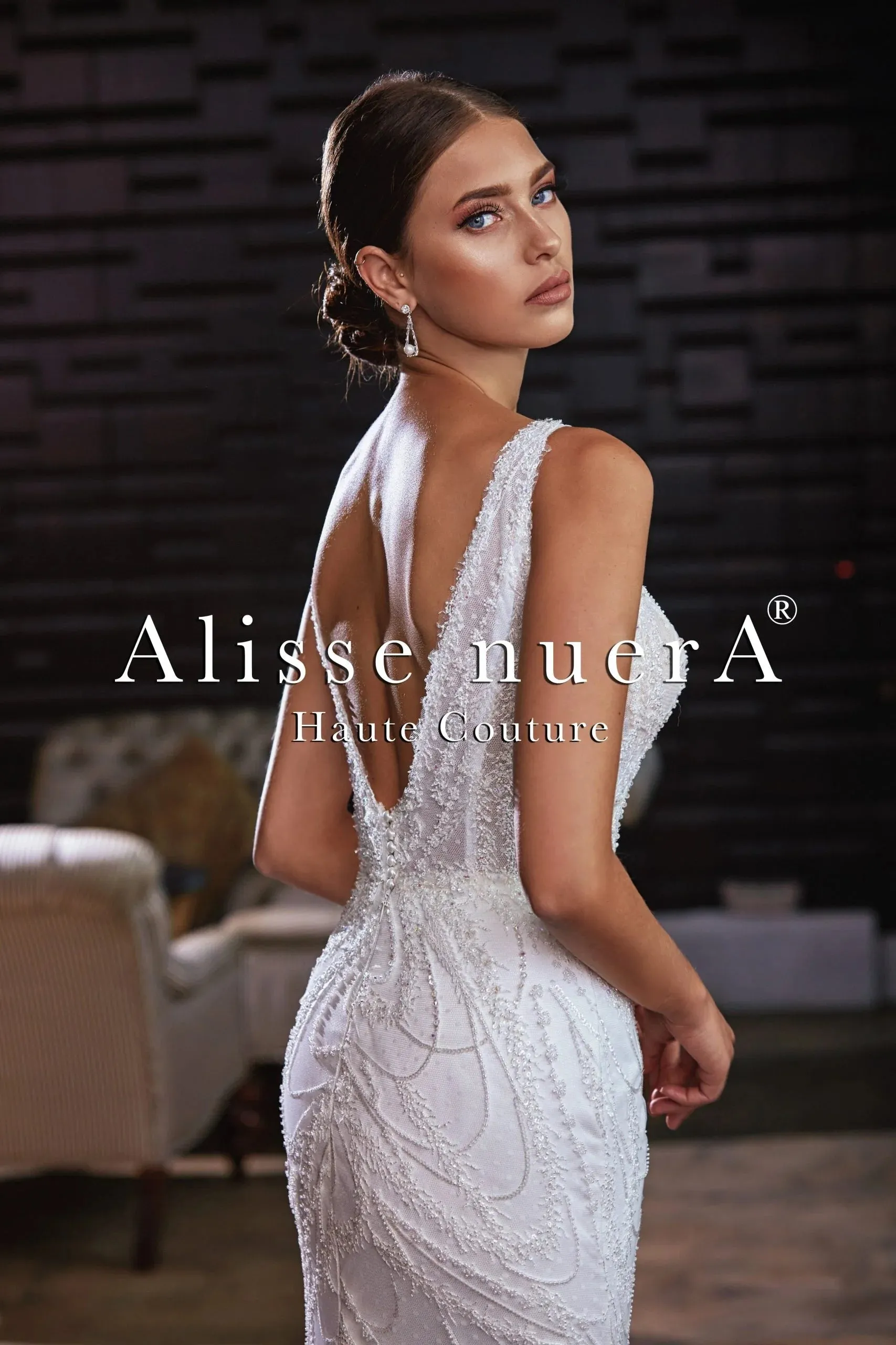 V Neck Glittering Wedding Dress with Convertible Sleeve Cape