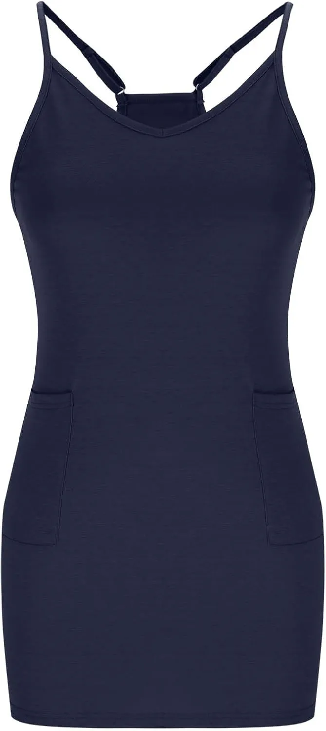 Vacation Dresses for Women 2025 Casual Sleeveless Cute Sundress Ladies Sexy Summer Mini Tank Dress with Pockets