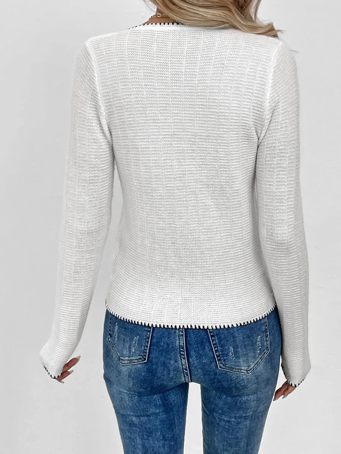 Verdusa Women's Button Down Cardigan Elegant V Neck Long Sleeve Top
