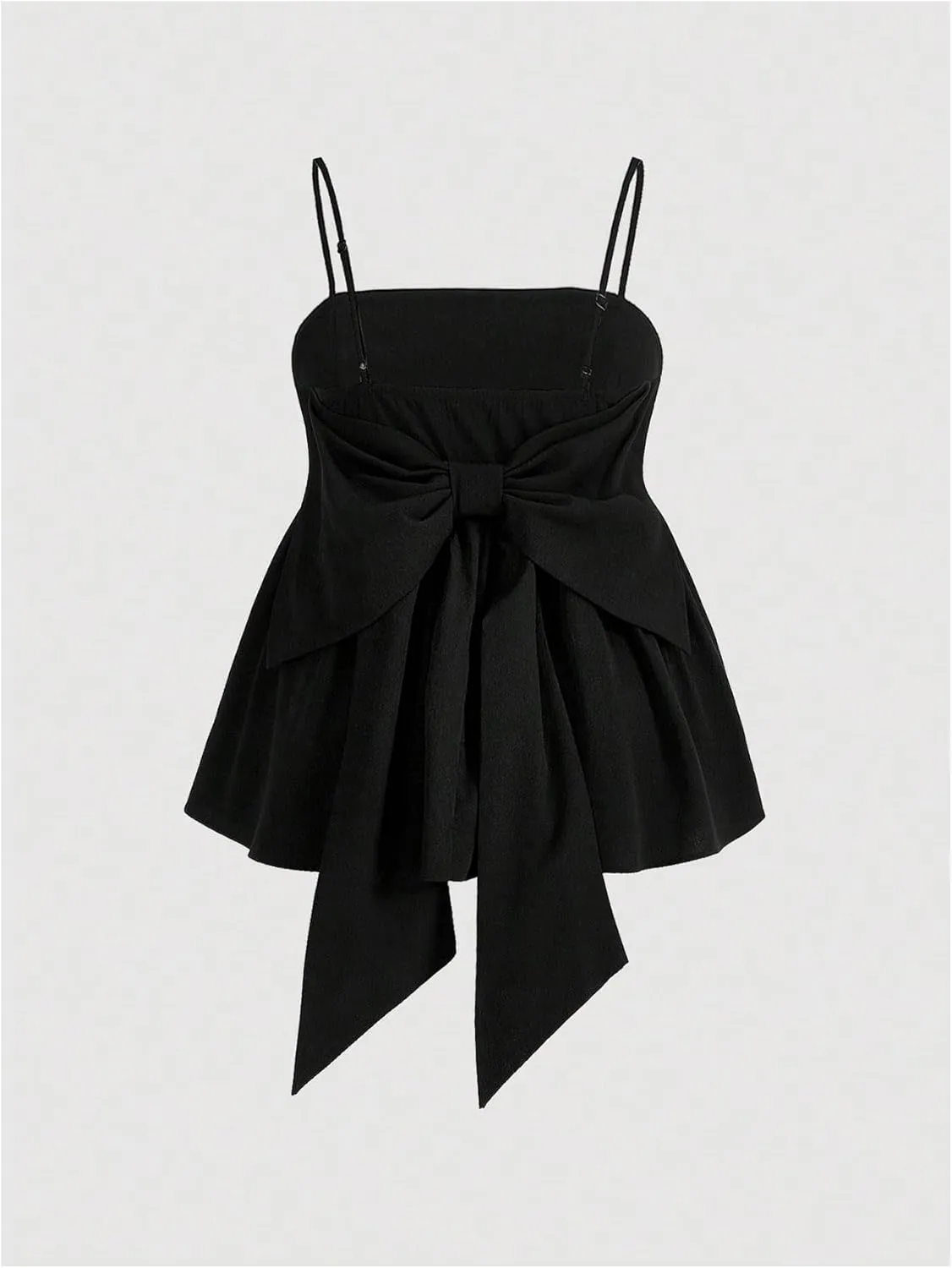 WDIRARA Women's Plus Size Big Bow Back Cami Tops Pleated Hem Elegant Camisole Top