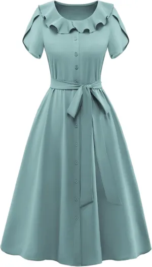 Wedtrend Women's Vintage Dresses with Pocket Midi Retro Cocktail Dress Tea Party Church 1950s Dresses for Women
