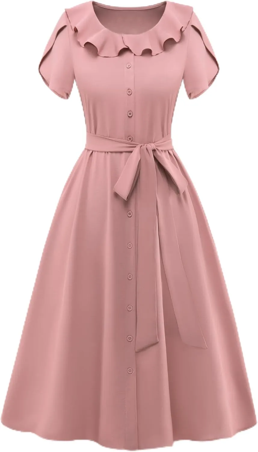 Wedtrend Women's Vintage Dresses with Pocket Midi Retro Cocktail Dress Tea Party Church 1950s Dresses for Women