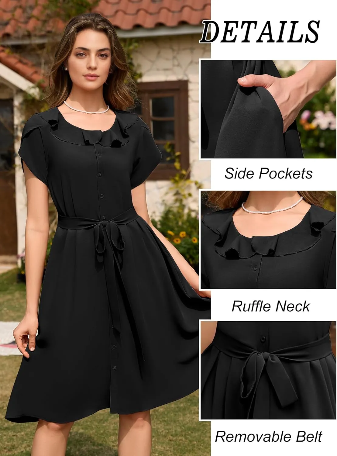 Wedtrend Women's Vintage Dresses with Pocket Midi Retro Cocktail Dress Tea Party Church 1950s Dresses for Women