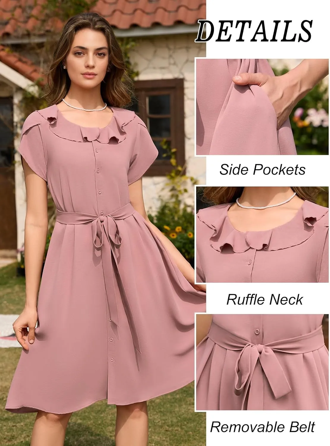Wedtrend Women's Vintage Dresses with Pocket Midi Retro Cocktail Dress Tea Party Church 1950s Dresses for Women