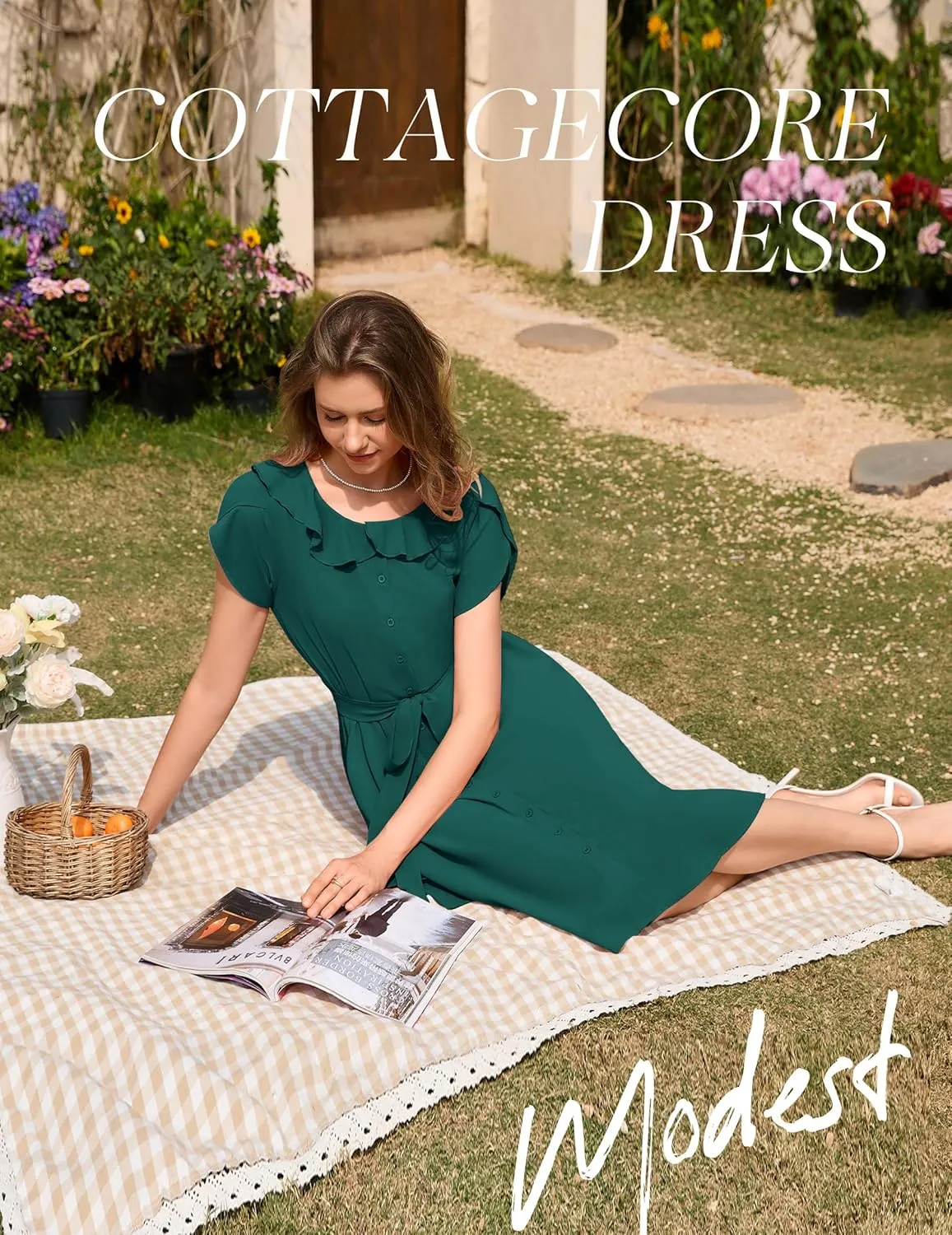 Wedtrend Women's Vintage Dresses with Pocket Midi Retro Cocktail Dress Tea Party Church 1950s Dresses for Women