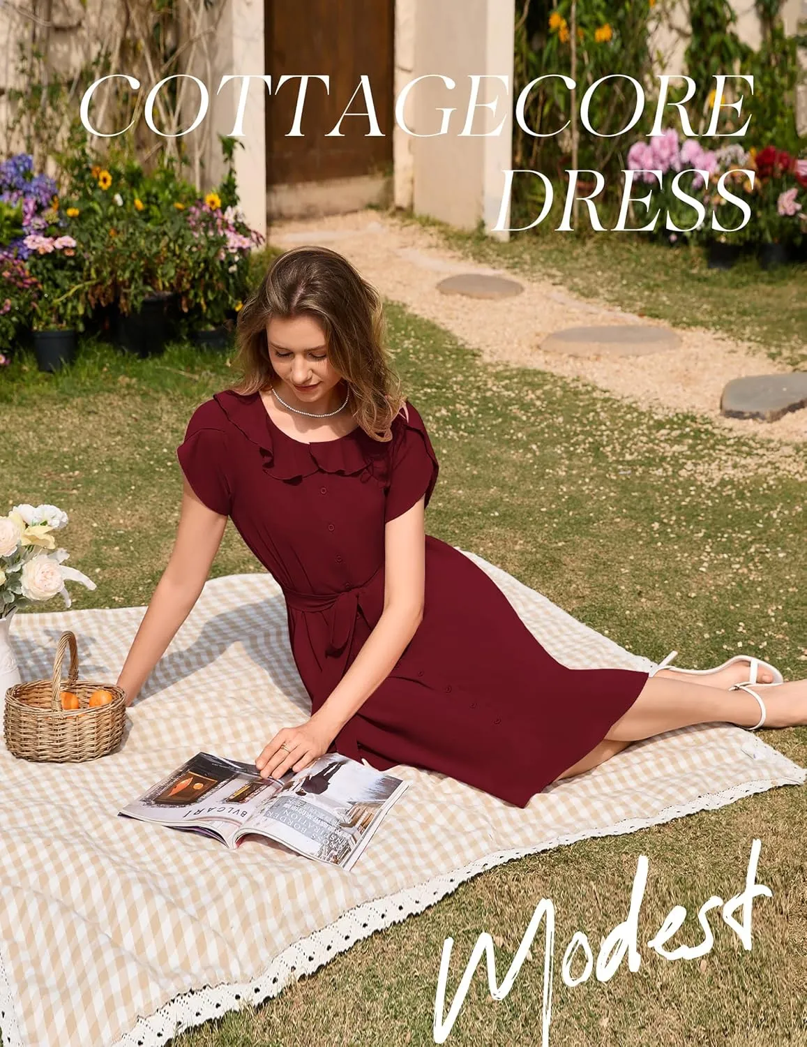 Wedtrend Women's Vintage Dresses with Pocket Midi Retro Cocktail Dress Tea Party Church 1950s Dresses for Women