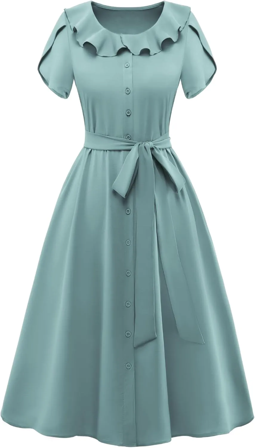 Wedtrend Women's Vintage Dresses with Pocket Midi Retro Cocktail Dress Tea Party Church 1950s Dresses for Women