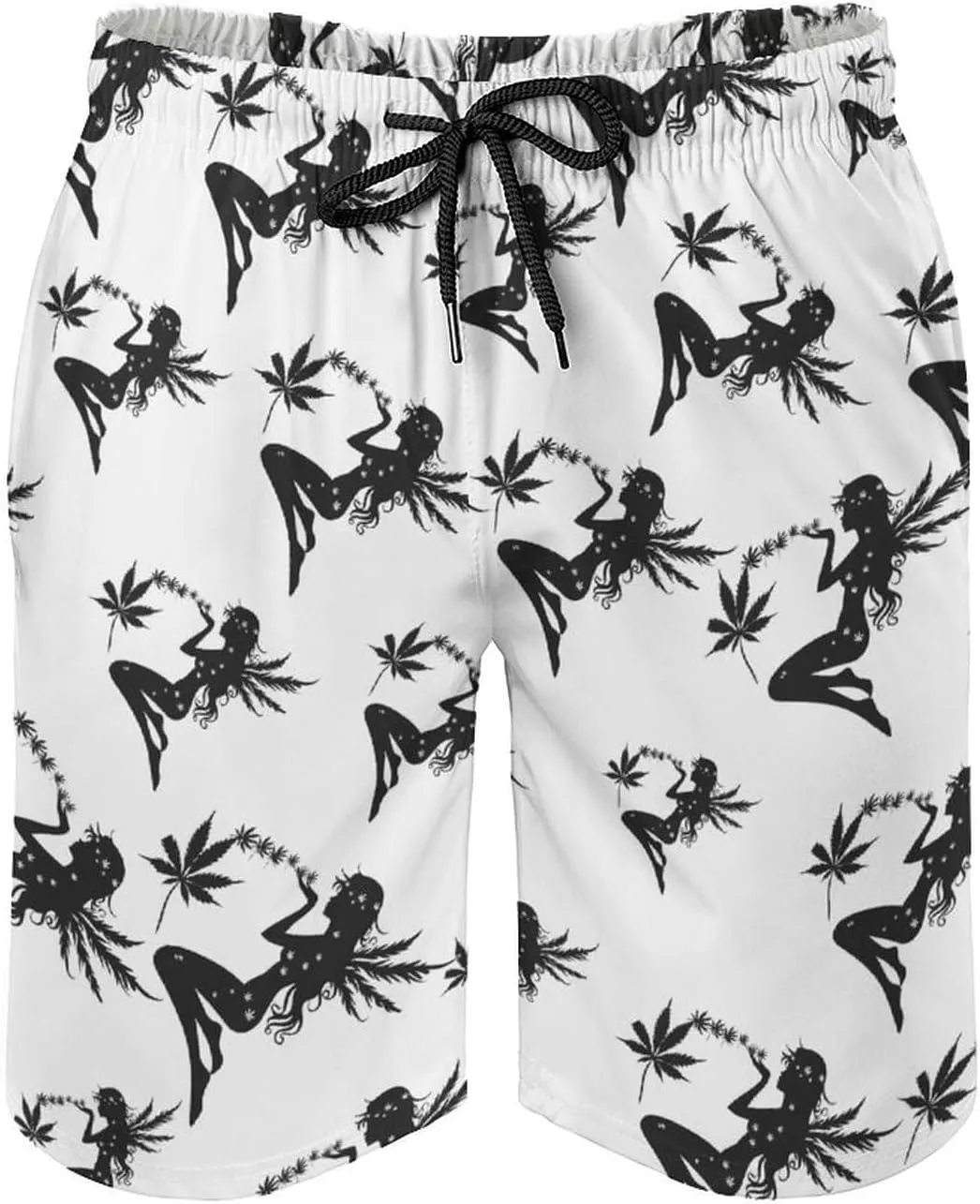 Weed Fairy Weed Leaf Men's Swim Trunks Quick Dry Board Shorts Breathable Summer Beach Shorts Bathing Suits