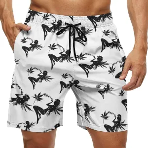 Weed Fairy Weed Leaf Men's Swim Trunks Quick Dry Board Shorts Breathable Summer Beach Shorts Bathing Suits