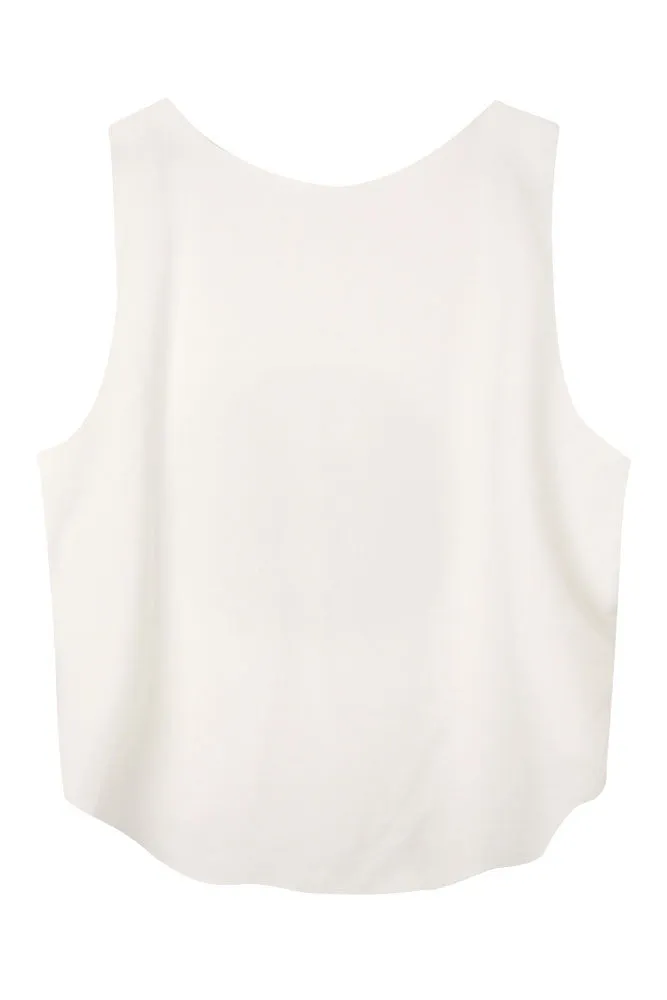 White Starbucks Print Stylish Crop Top