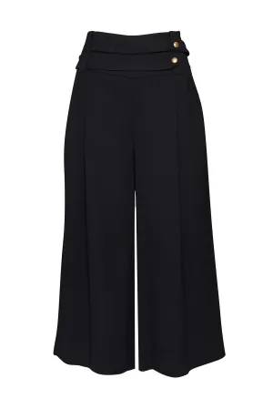 Wide Leg Trousers with Waist Belt Black