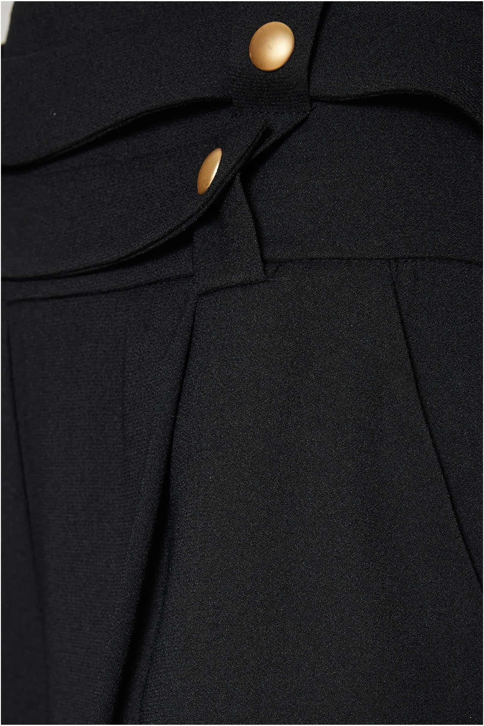 Wide Leg Trousers with Waist Belt Black