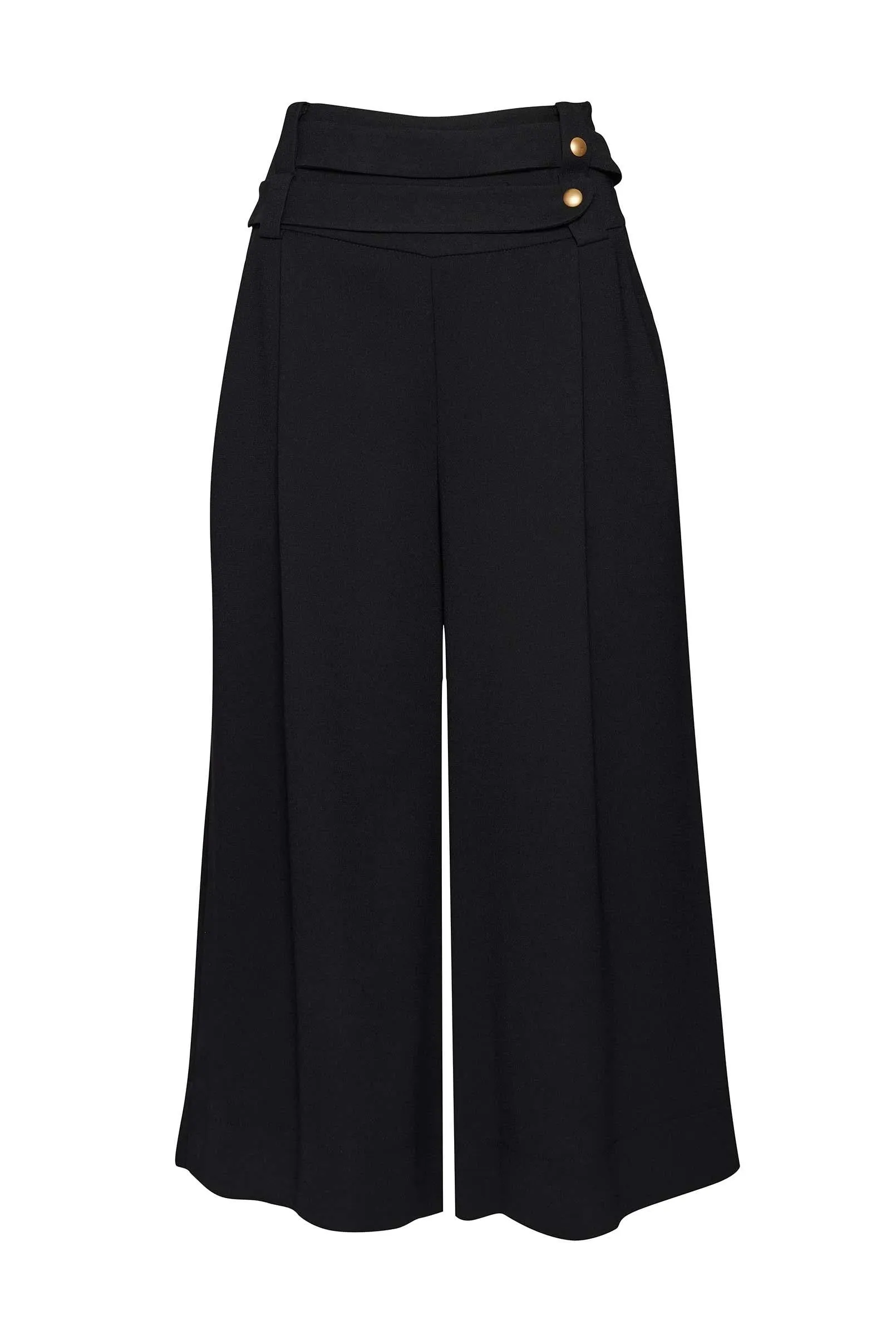 Wide Leg Trousers with Waist Belt Black