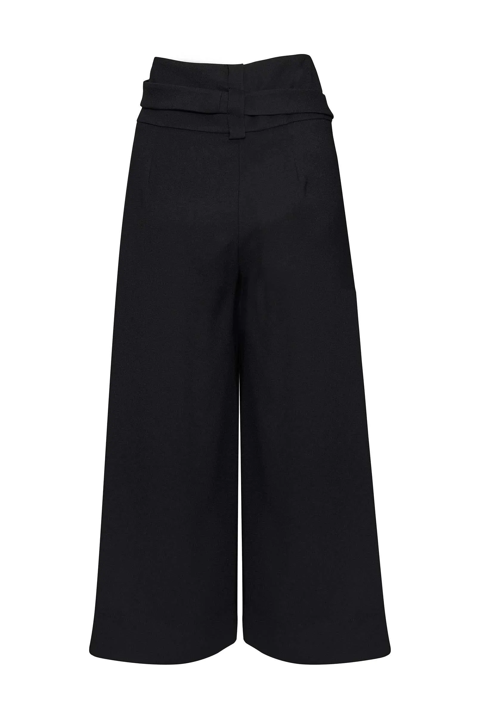 Wide Leg Trousers with Waist Belt Black