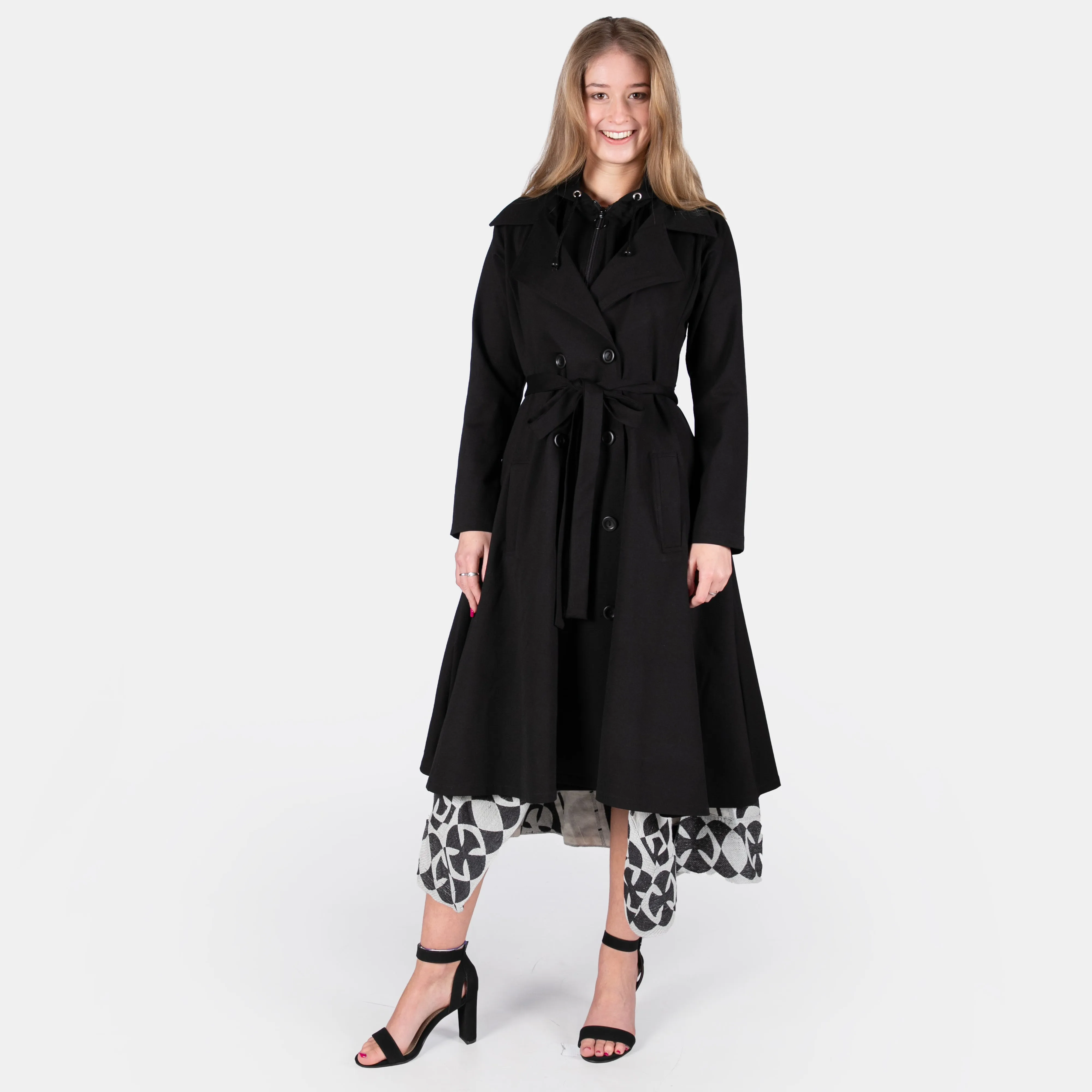 Woman's Double Breasted Seattle Coat - BLACK