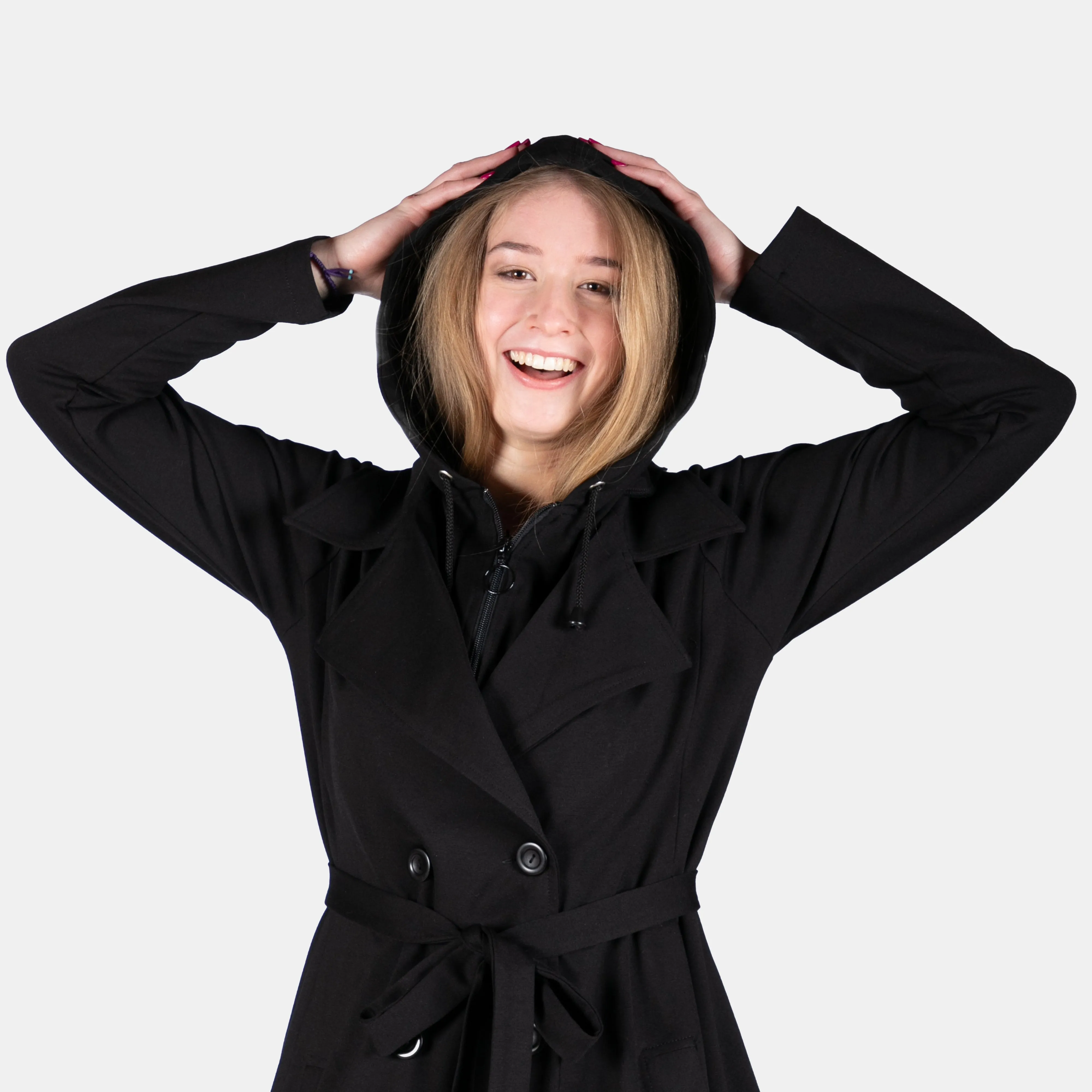 Woman's Double Breasted Seattle Coat - BLACK
