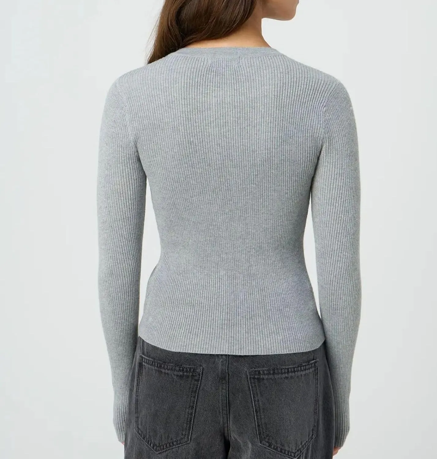 Women Casual Long Sleeve Crewneck Ribbed Knit Crop Cardigan Tight Slim Fit Button Up Sweater Shirts Fall Outfits