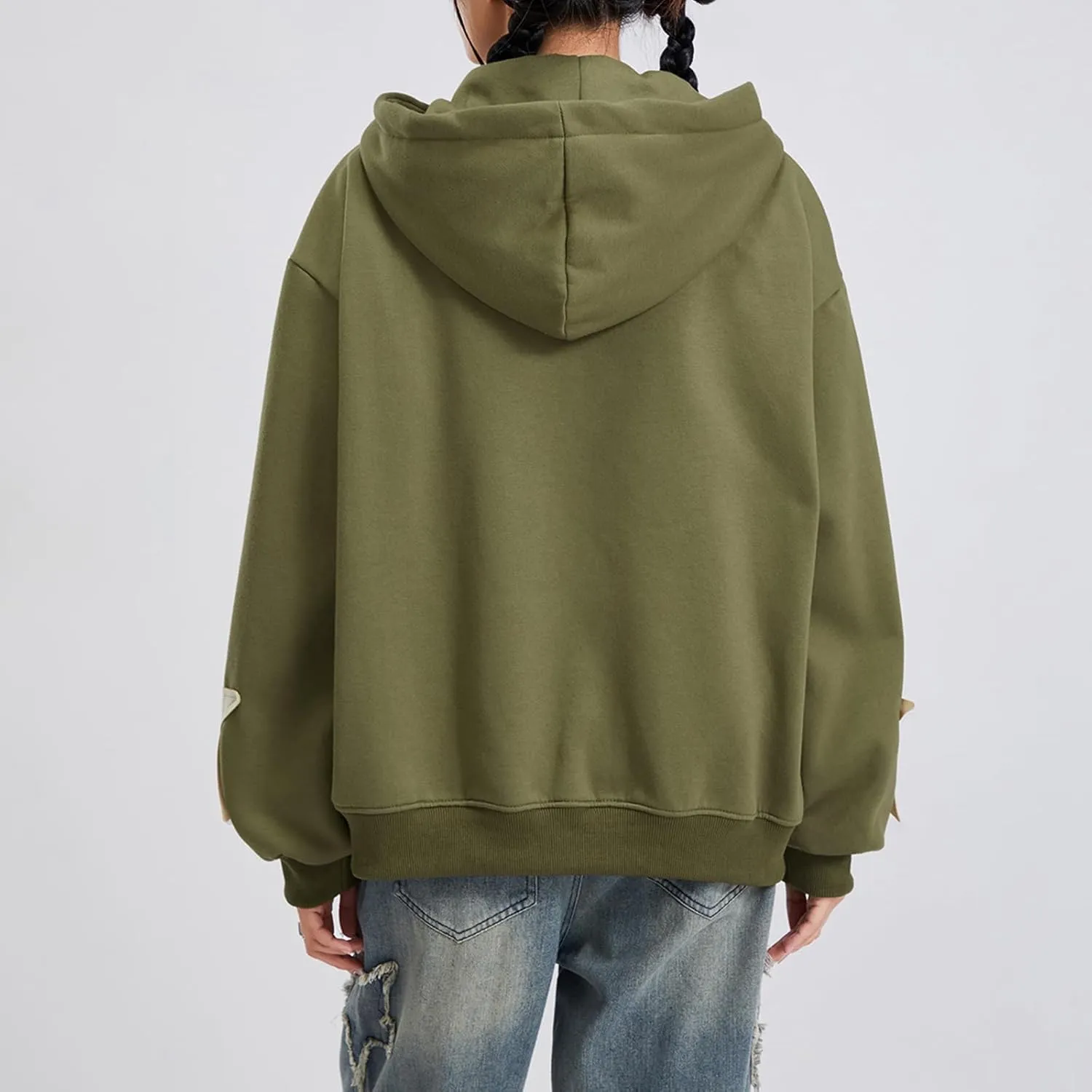 Women Girls Y2k Zip Up Hoodie Vintage Graphic Long Sleeve Oversized Jackets Harajuku Grunge Hooded Sweatshirt