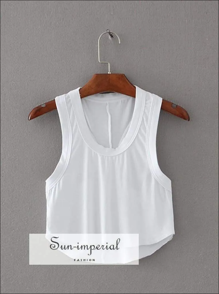 Women Scoop Neck Cotton Tank Tops Crop Tops