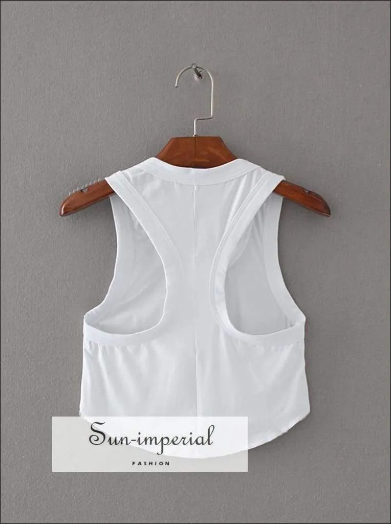 Women Scoop Neck Cotton Tank Tops Crop Tops