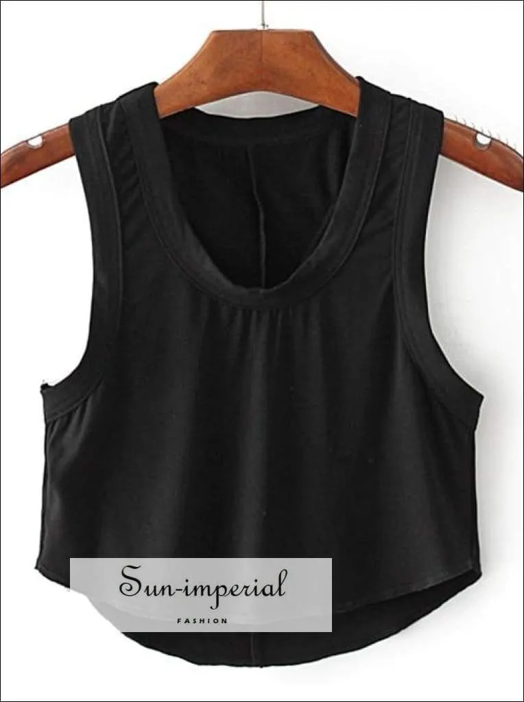 Women Scoop Neck Cotton Tank Tops Crop Tops