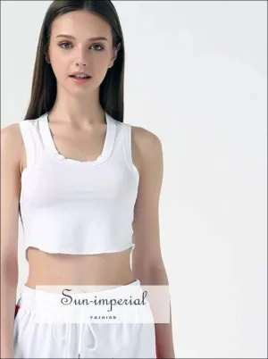 Women Scoop Neck Cotton Tank Tops Crop Tops